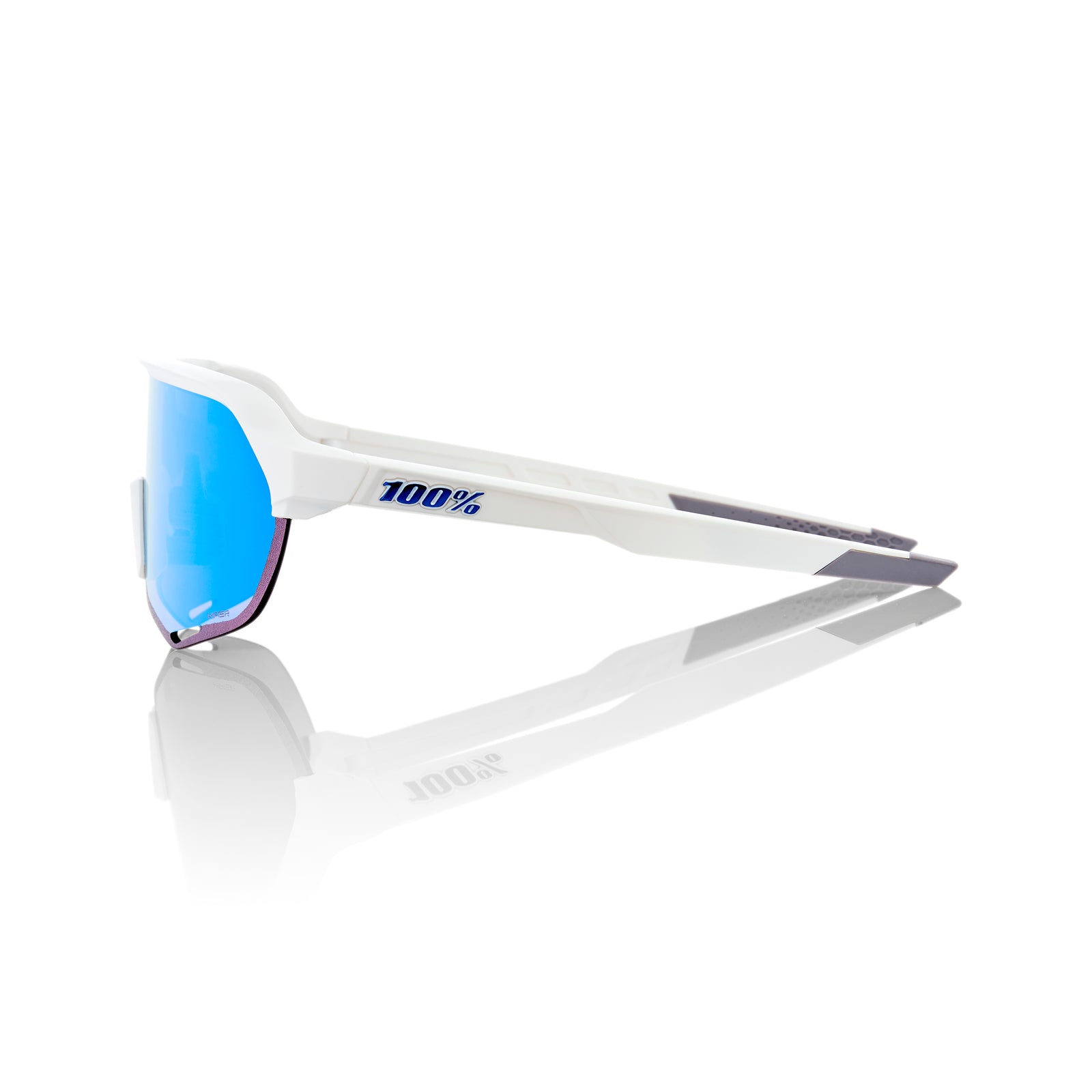 100% S2 Sunglasses Soft Tact Off White HiPER Blue Multilayer Mirror Lens