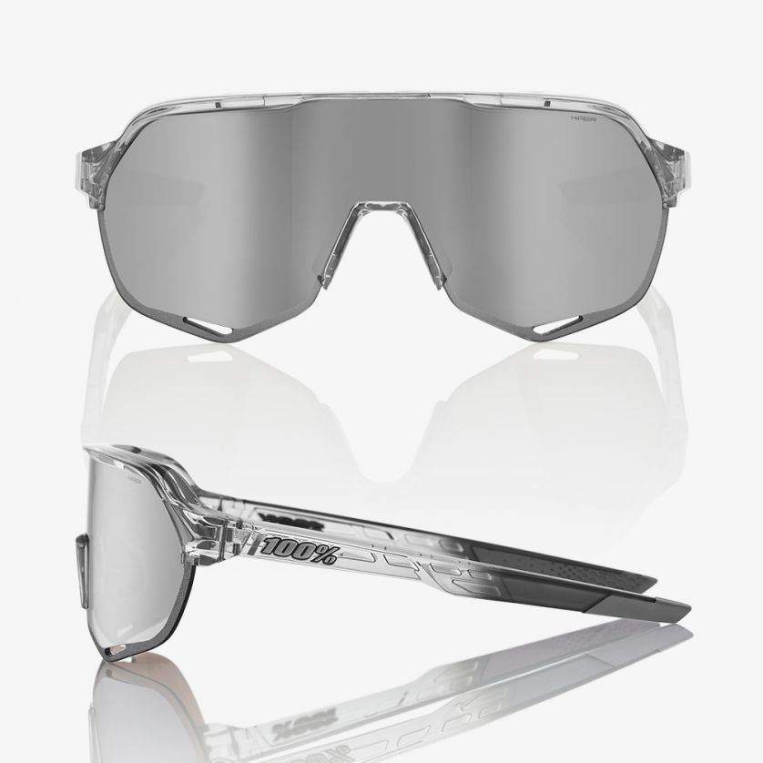 100% S2 Sunglasses Polished Translucent Grey HIPER Silver Mirror Lens