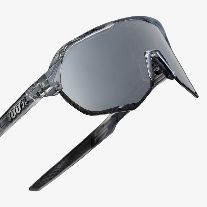 100% S2 Sunglasses Polished Translucent Grey HIPER Silver Mirror Lens