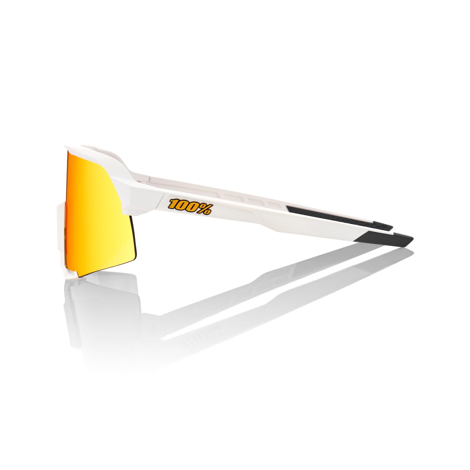 100% S3 Sunglasses White HiPER Red Multilayer Mirror Lens