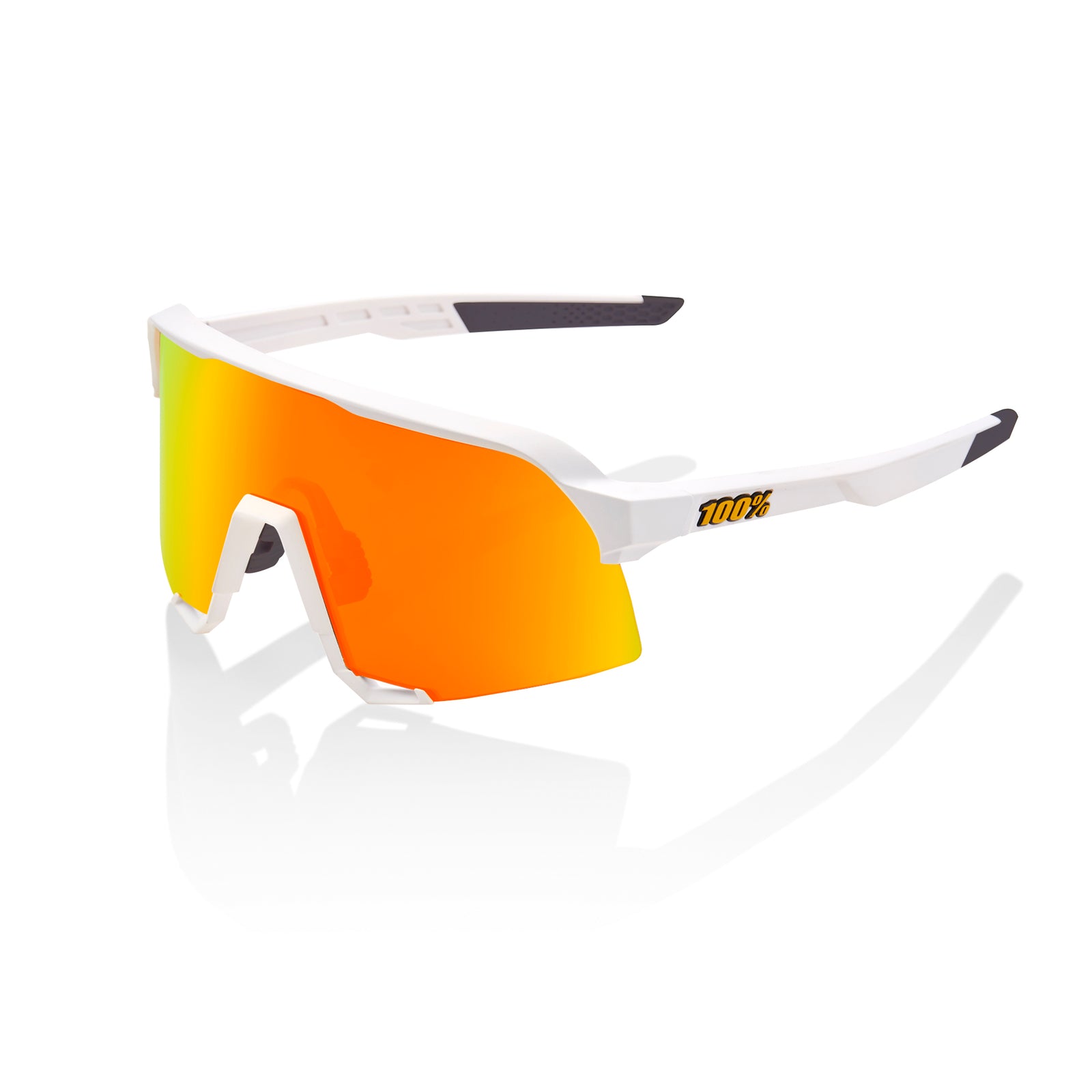 100% S3 Sunglasses White HiPER Red Multilayer Mirror Lens
