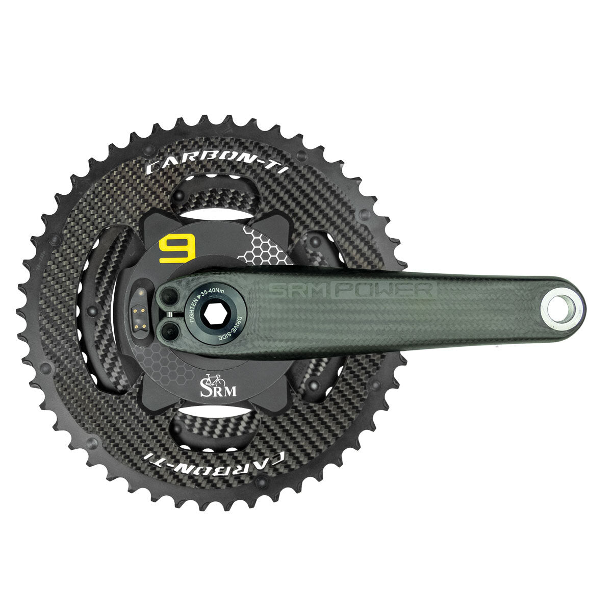 SRM Origin PM9 - THM Cranks 165mm - Carbon Ti 52/36T - 24mm Titanium Spindle - White Decal