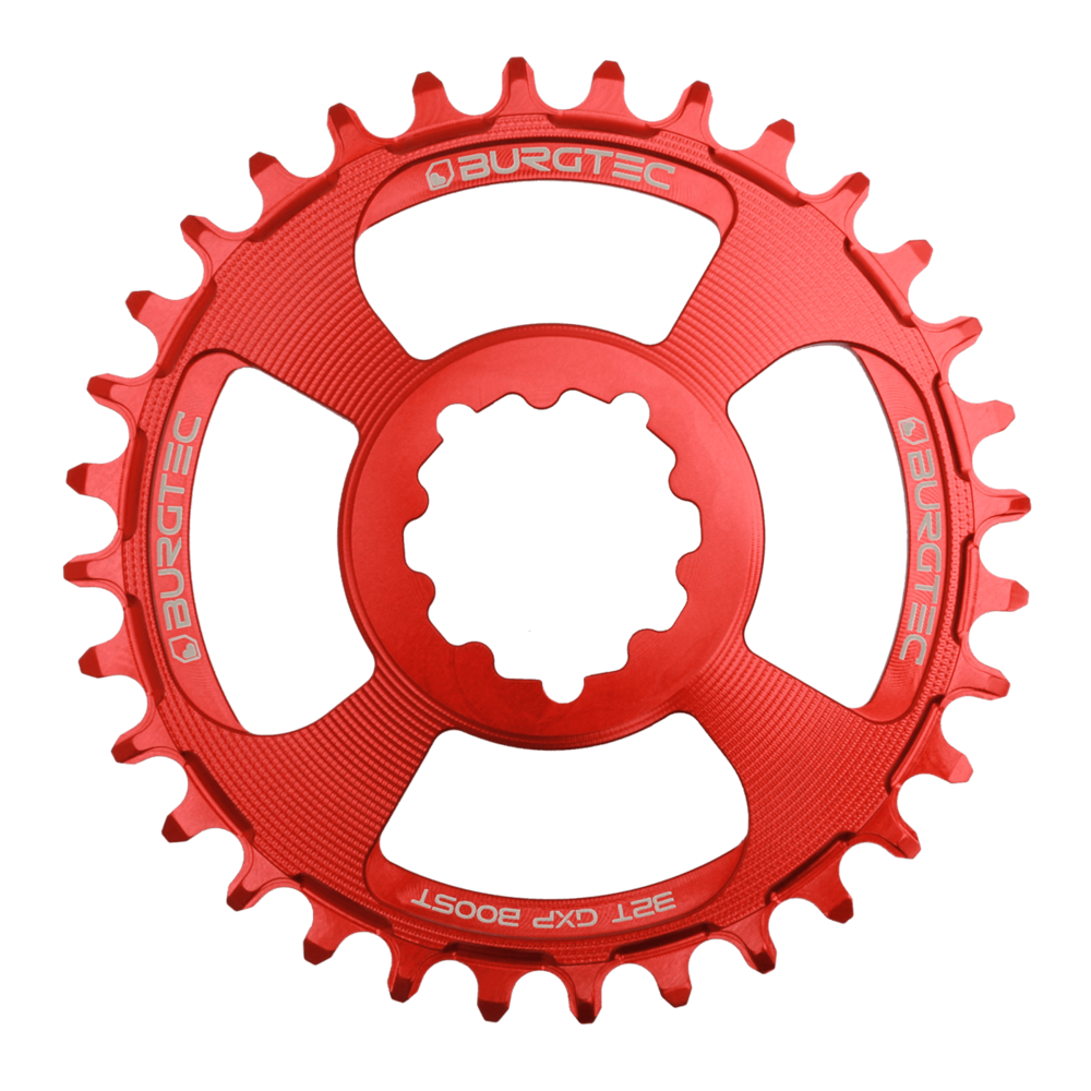 Burgtec Thick-Thin Chainring GXP 3mm Offset Direct Mount 34T Race Red