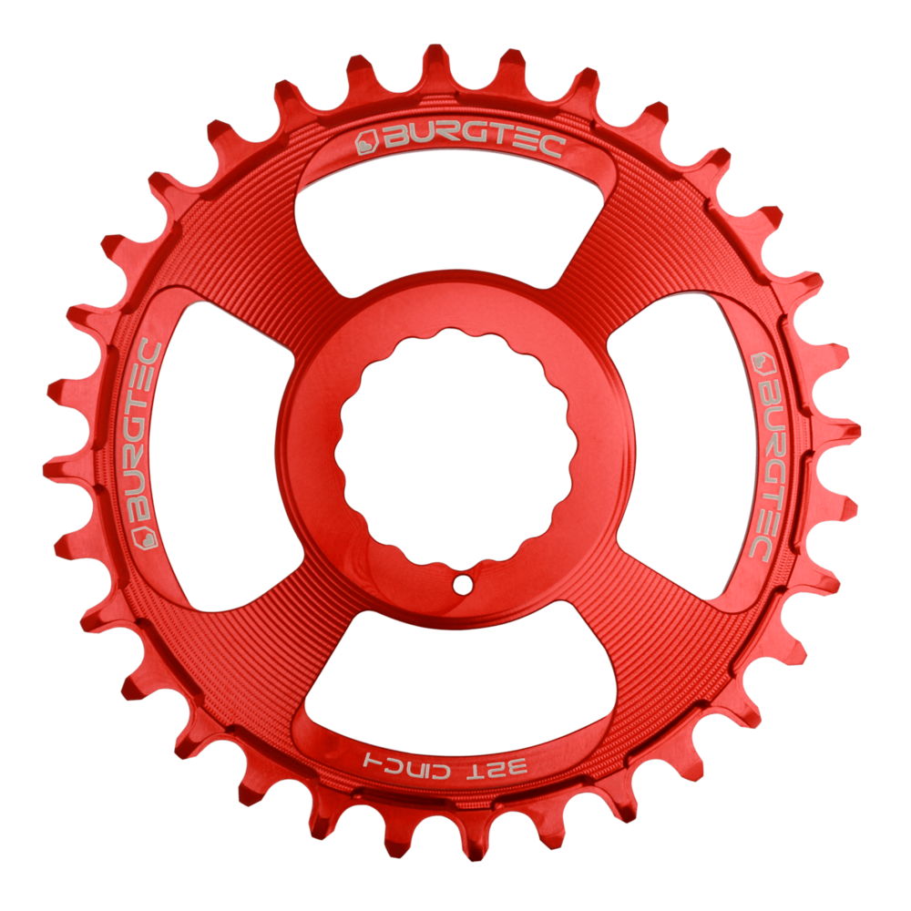 Burgtec Thick-Thin Chainring Race Face Cinch Direct Mount 34T Race Red