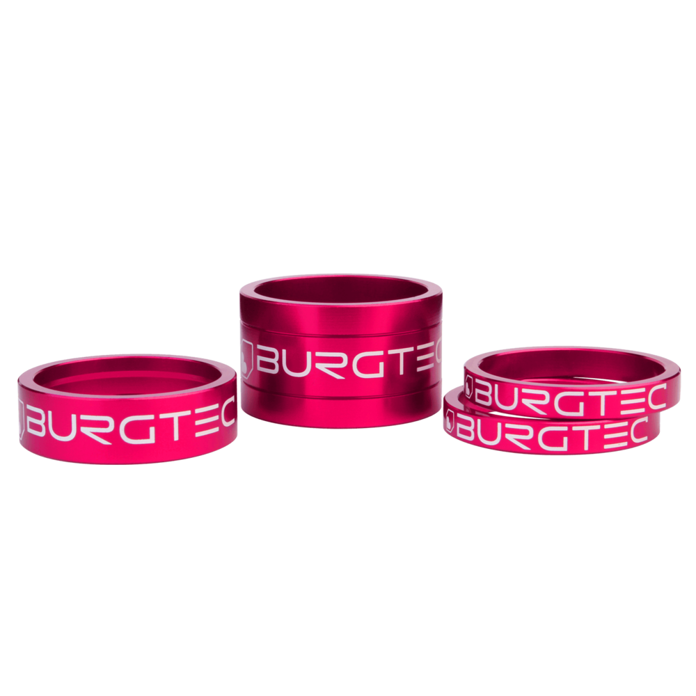 Burgtec Stem Spacer Kit (5mm x 2, 10mm, 20mm) Toxic Barbie Pink
