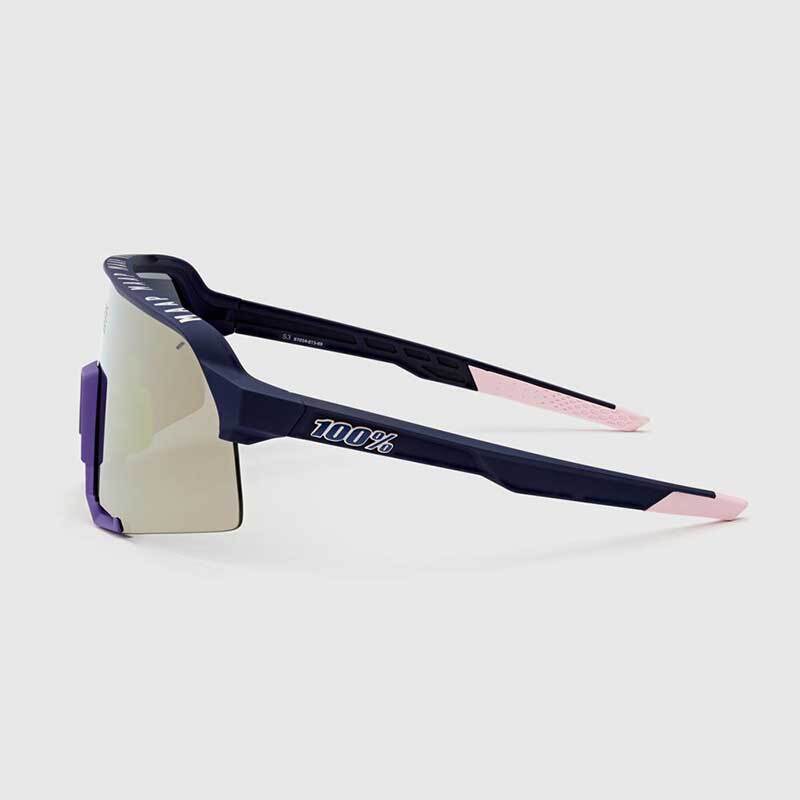100% S3 MAAP Soft Tact Navy - Soft Gold Mirror Lens Sunglasses