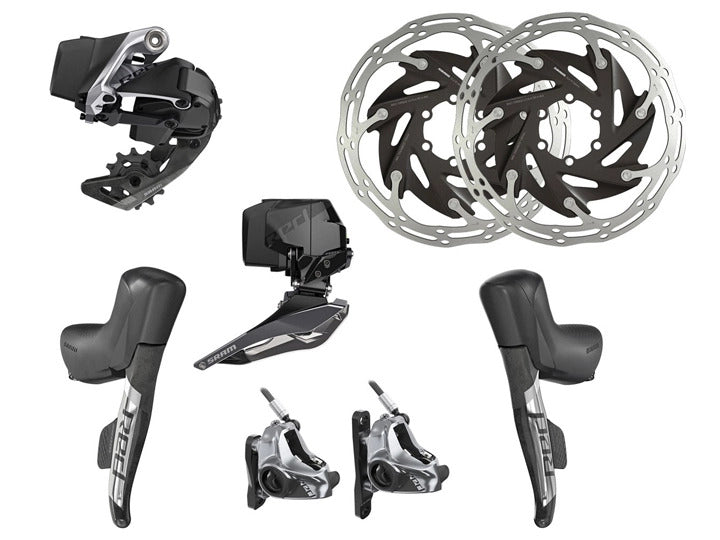 23-CD-S6 SRAM Red eTap AXS 2x12 Speed HRD Flat Mount 6-Bolt Upgrade Road Kit (Shifters/Calipers/Rotors/FD+RD/Battery/Charger)