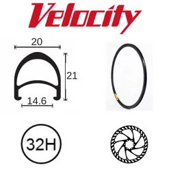 Velocity Aero Rim 700x14mm 32H Disc Black