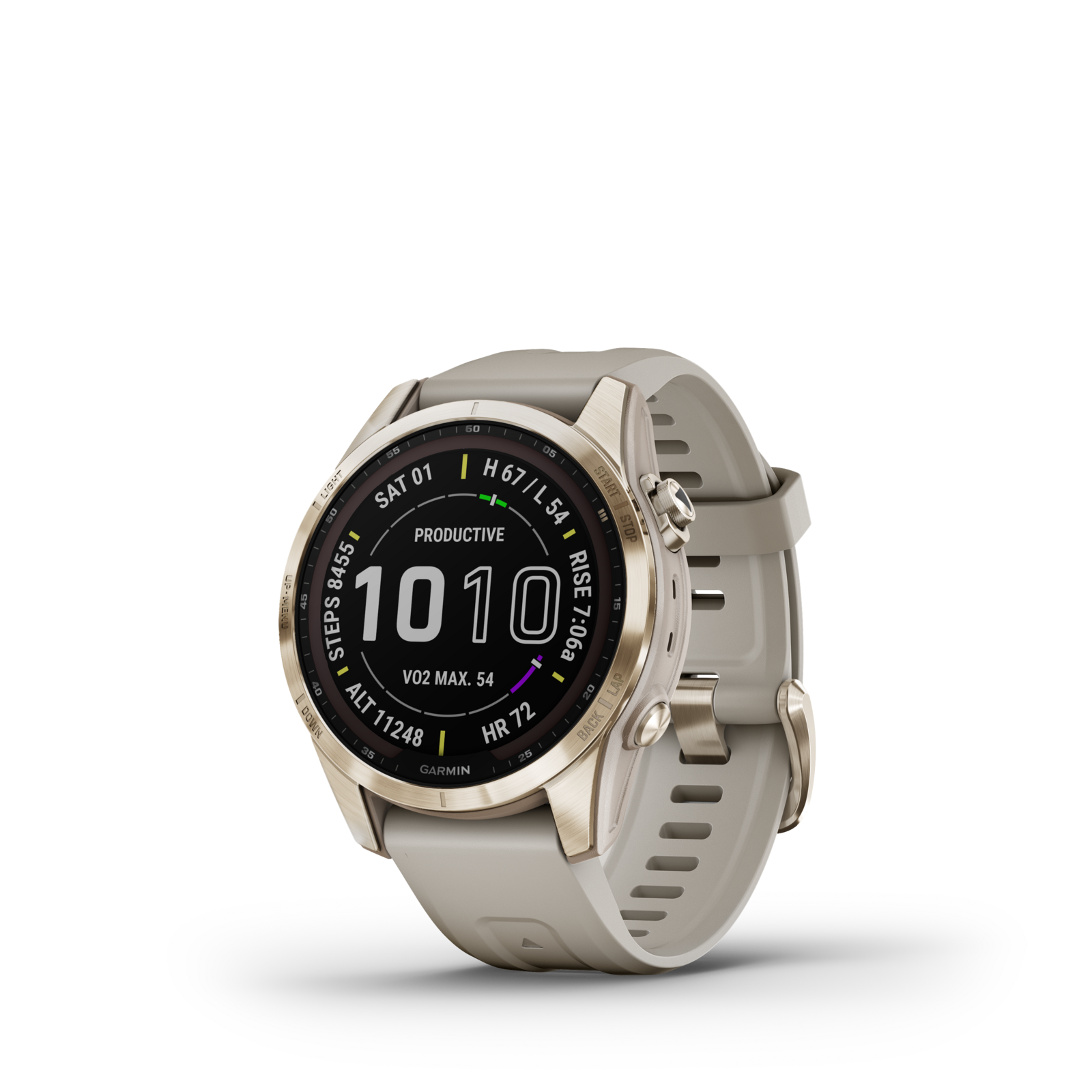 Garmin Fēnix 7S Sapphire Solar Multisport GPS Watch [Colour: Cream Gold Titanuim/Light Sand Band]
