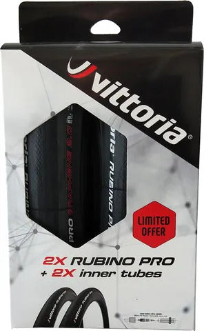 Vittoria Rubino Pro Graphene 2.0 Twin Pack [Colour: Black] [Size: 700 x 25mm] + 2 Tubes