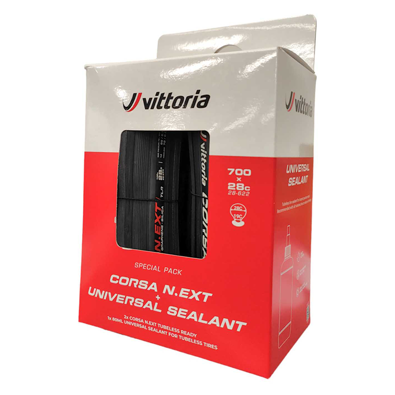 Vittoria Corsa N.EXT TLR G2 Twin Pack w 80ml Sealant [Size: 700 x 28mm]