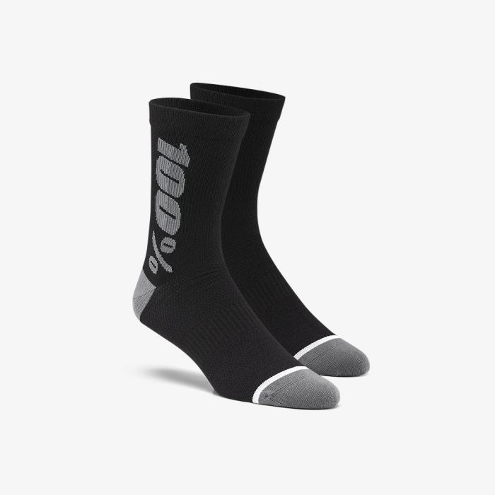 100% Rhythm Merino Performance Cycling Socks [Colour: Black/Grey] [Size: Small]