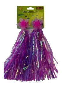 Bicycle Grip Streamers - Windmill Flower Design [Colour: Pink/Purple/Silver]