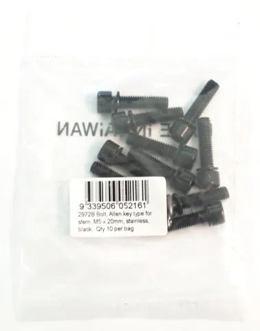 Stem Bolt M5 20mm, Allen Key Type, Black Stainless Steel