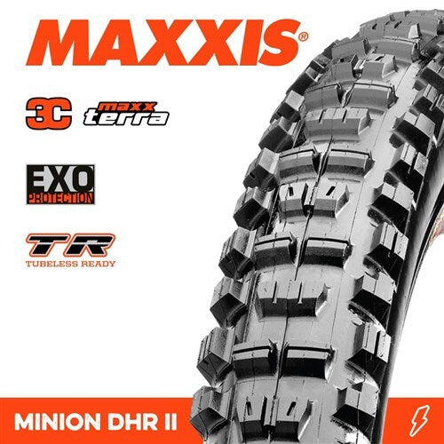 Maxxis Minion DHR II 27.5 x 2.80 Plus 3C MaxxTerra EXO+ TR 120TPI Folding MTB Tyre