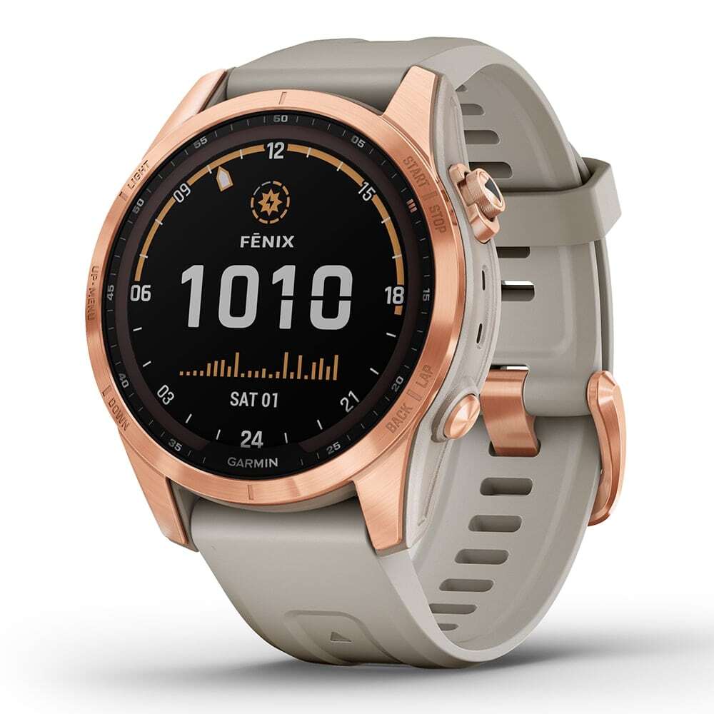 Garmin Fēnix 7S Solar Multisport GPS Watch [Colour: Rose Gold/White Sand Band]