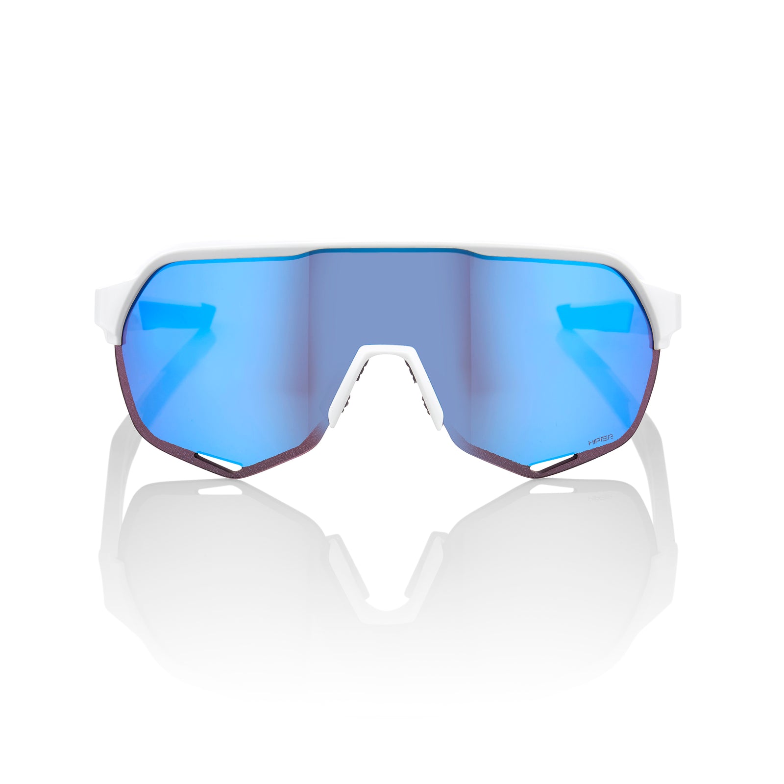 100% S2 Sunglasses Soft Tact Off White HiPER Blue Multilayer Mirror Lens