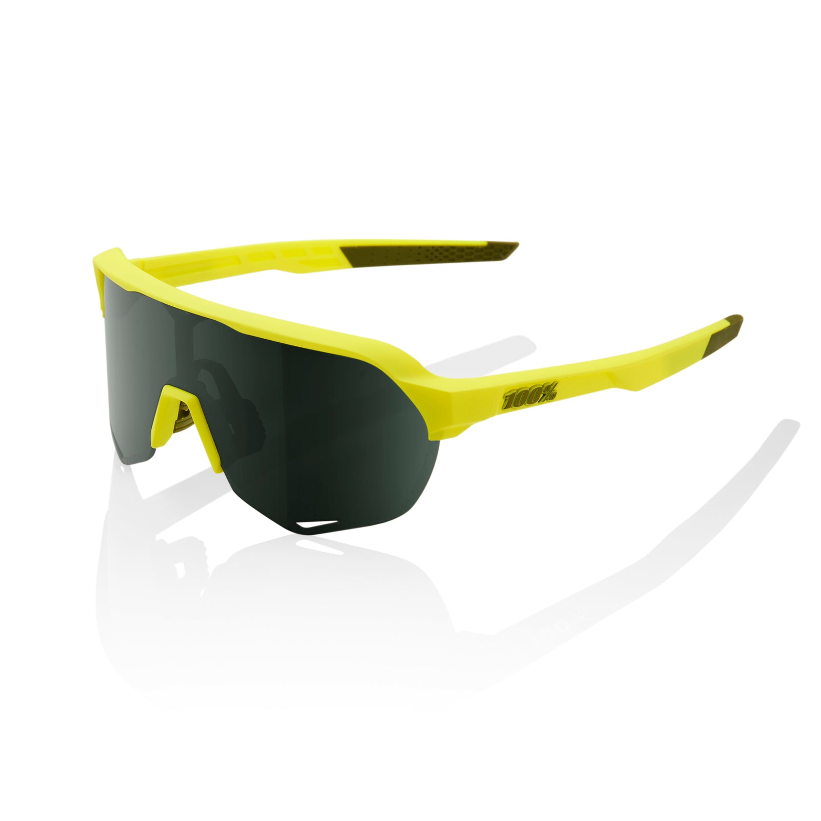 100% S2 Sunglasses Soft Tact Banana Grey Green Lens