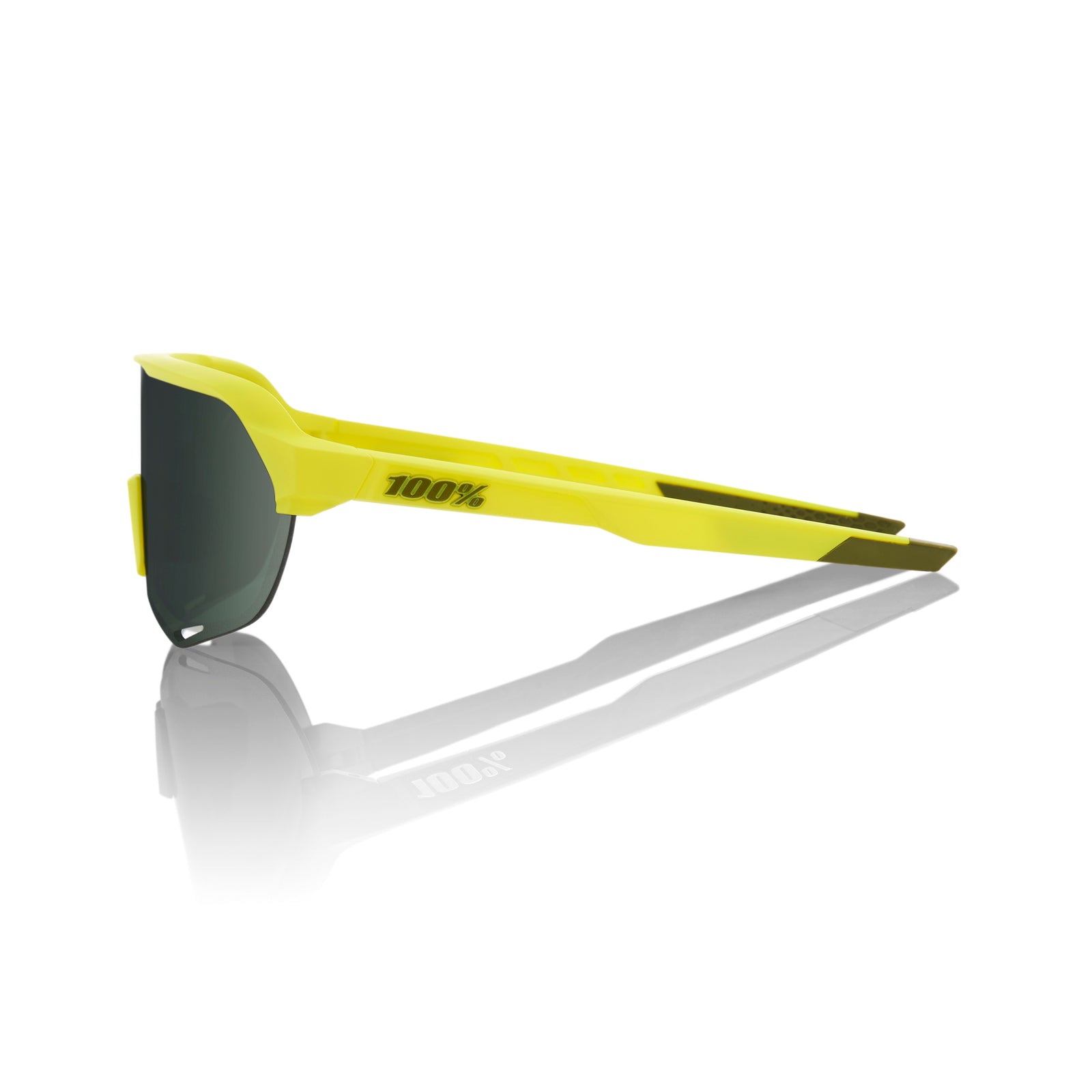 100% S2 Sunglasses Soft Tact Banana Grey Green Lens