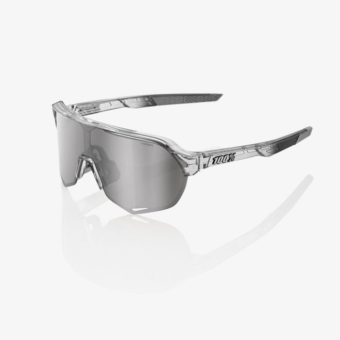 100% S2 Sunglasses Polished Translucent Grey HIPER Silver Mirror Lens