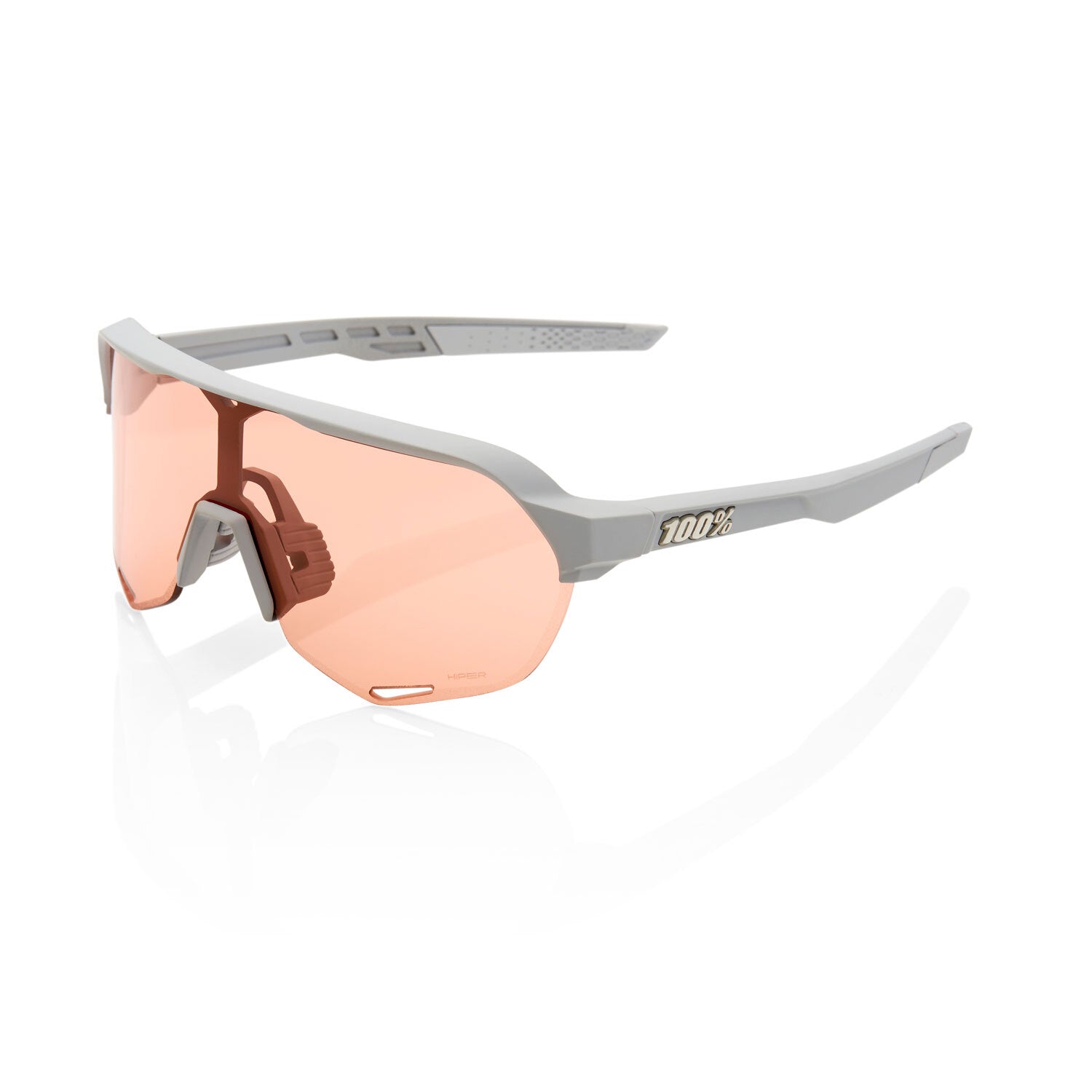 100% S2 Sunglasses Soft Tact [Lens Colour: HiPER Coral] [Frame Colour: Stone Grey]