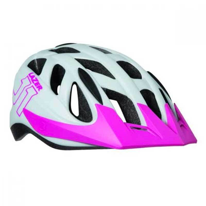 Lazer J1 Youth Bicycle Helmet w LED + Net [Colour: White/Pink] [Size: Small (52-56cm)]