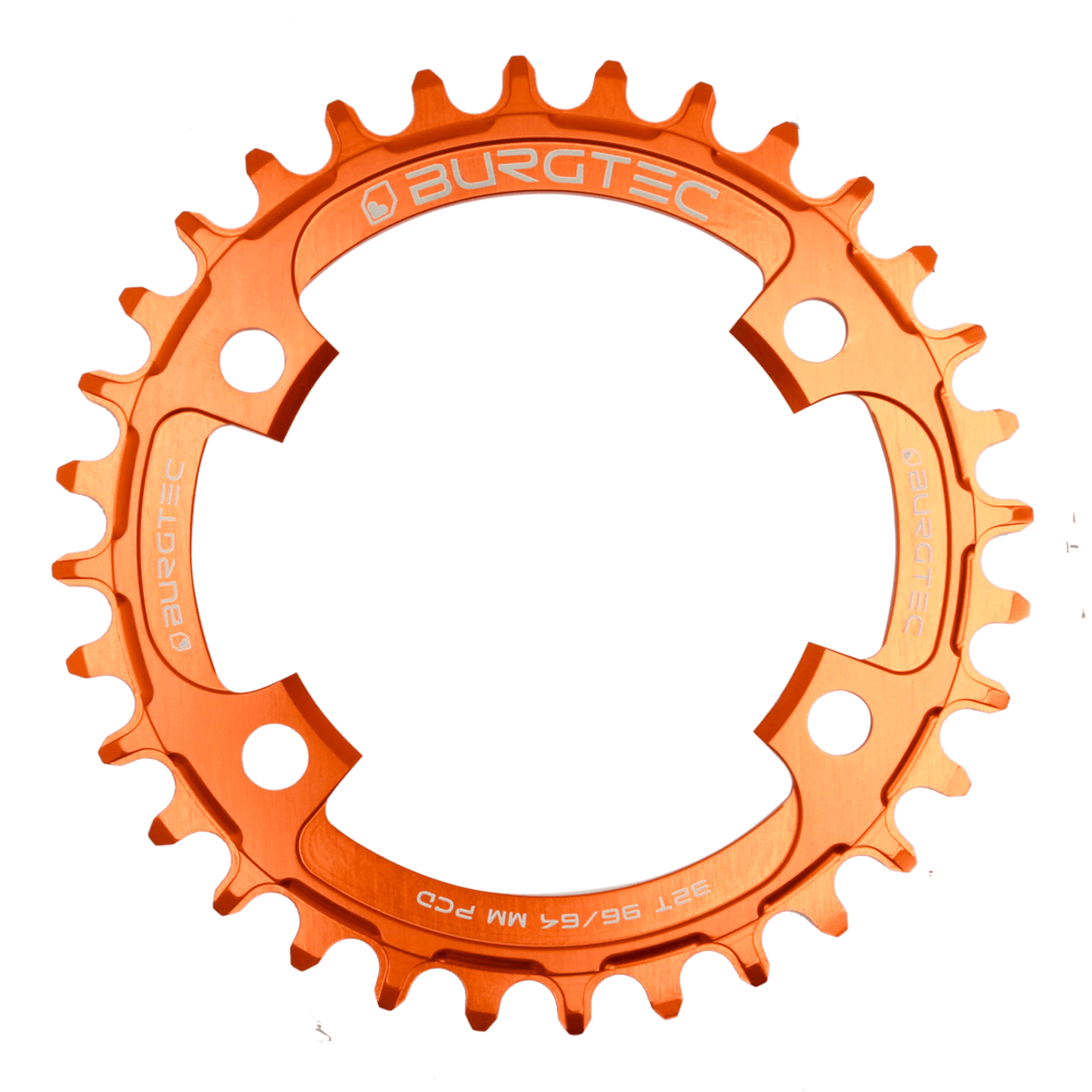 Burgtec Thick-Thin Chainring 96/64mm BCD XT/XTR 34T Iron Bro Orange