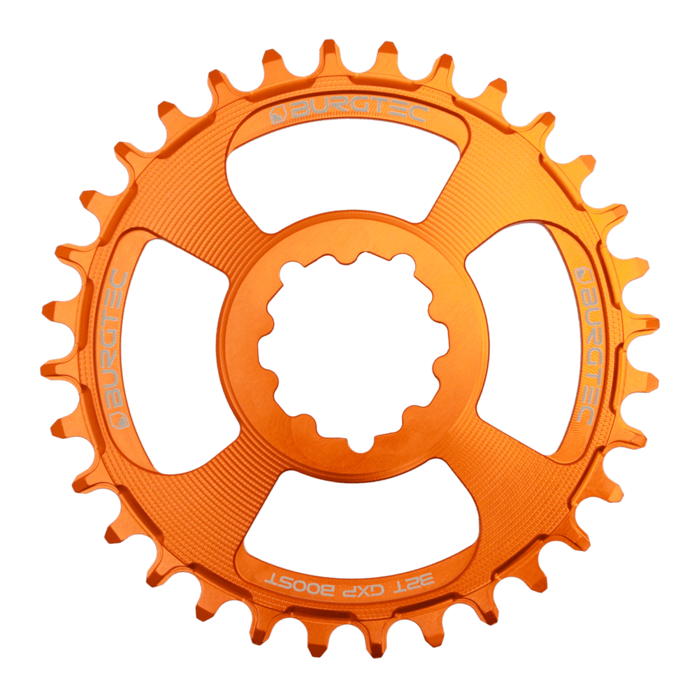 Burgtec Thick-Thin Chainring GXP 3mm Offset Direct Mount 28T Iron Bro Orange