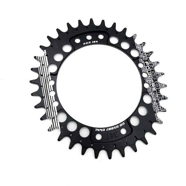 Fouriers Narrow-Wide Oval Tooth Alloy 1X Chainring CR-DX007 [Colour: Black] [Size: 34T]