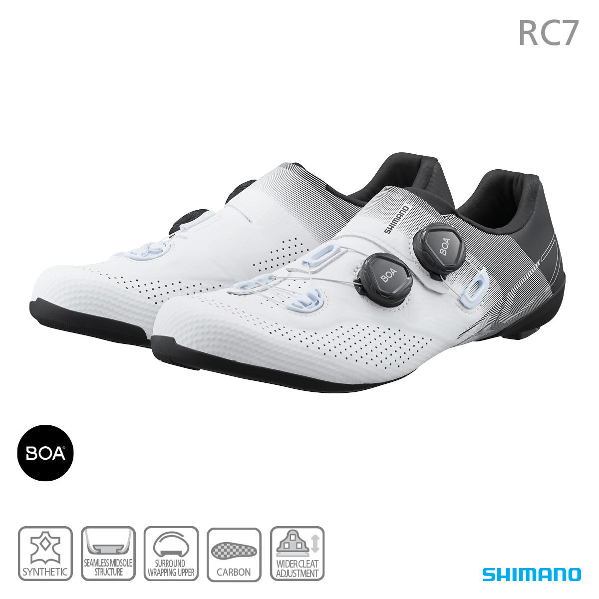 Shimano RC7 Road Shoe (Wide Fit) [Colour: White] [Size: EU 42 (US 8.3)]