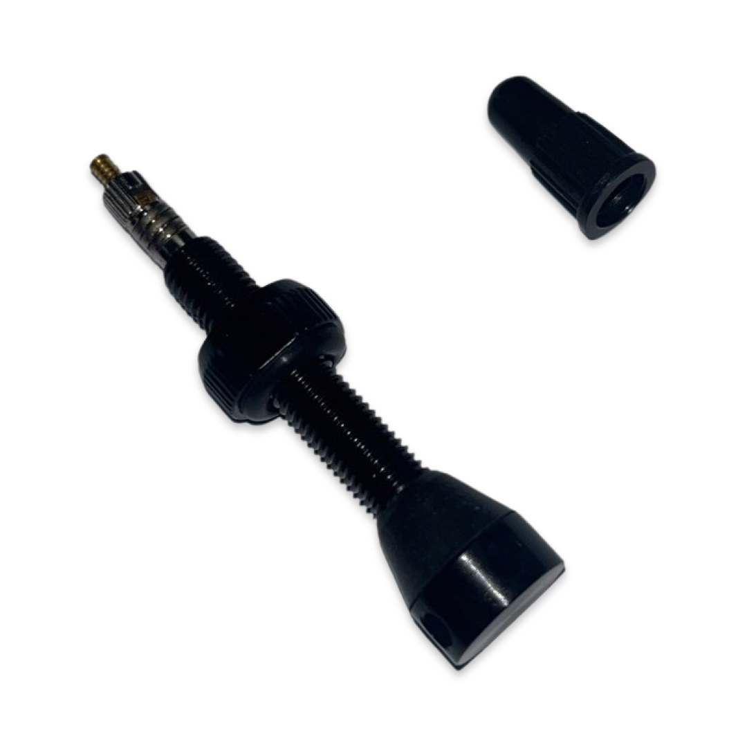 DIY MTB Bicycle Tubeless Valve - Alloy - w Round Base Side Holes [Size: 40mm] [Colour: Black]