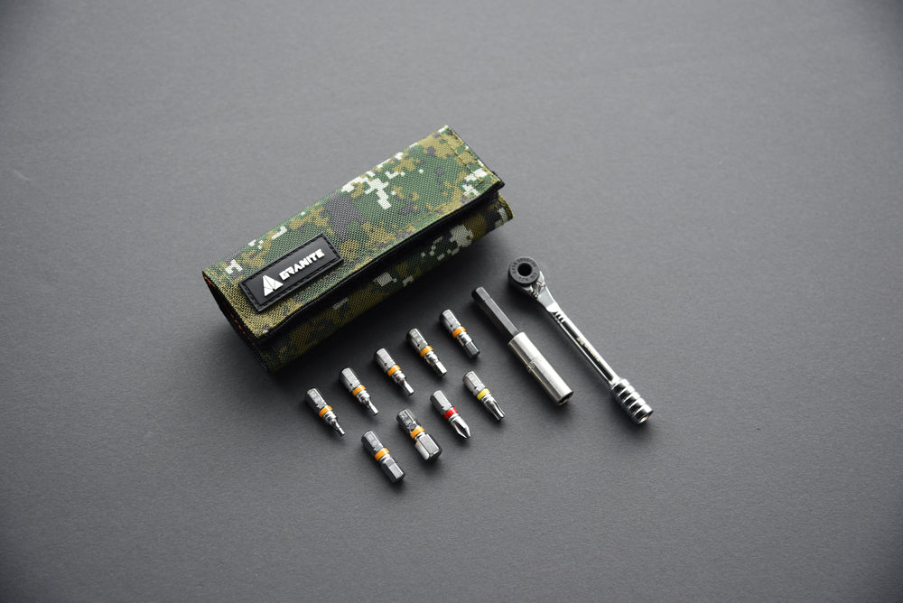 Granite Design Rock n Roll Ratchet Tool Set incl. Bits (2, 2.5, 3, 4, 5, 6,8, T25, PH2) Green Camo