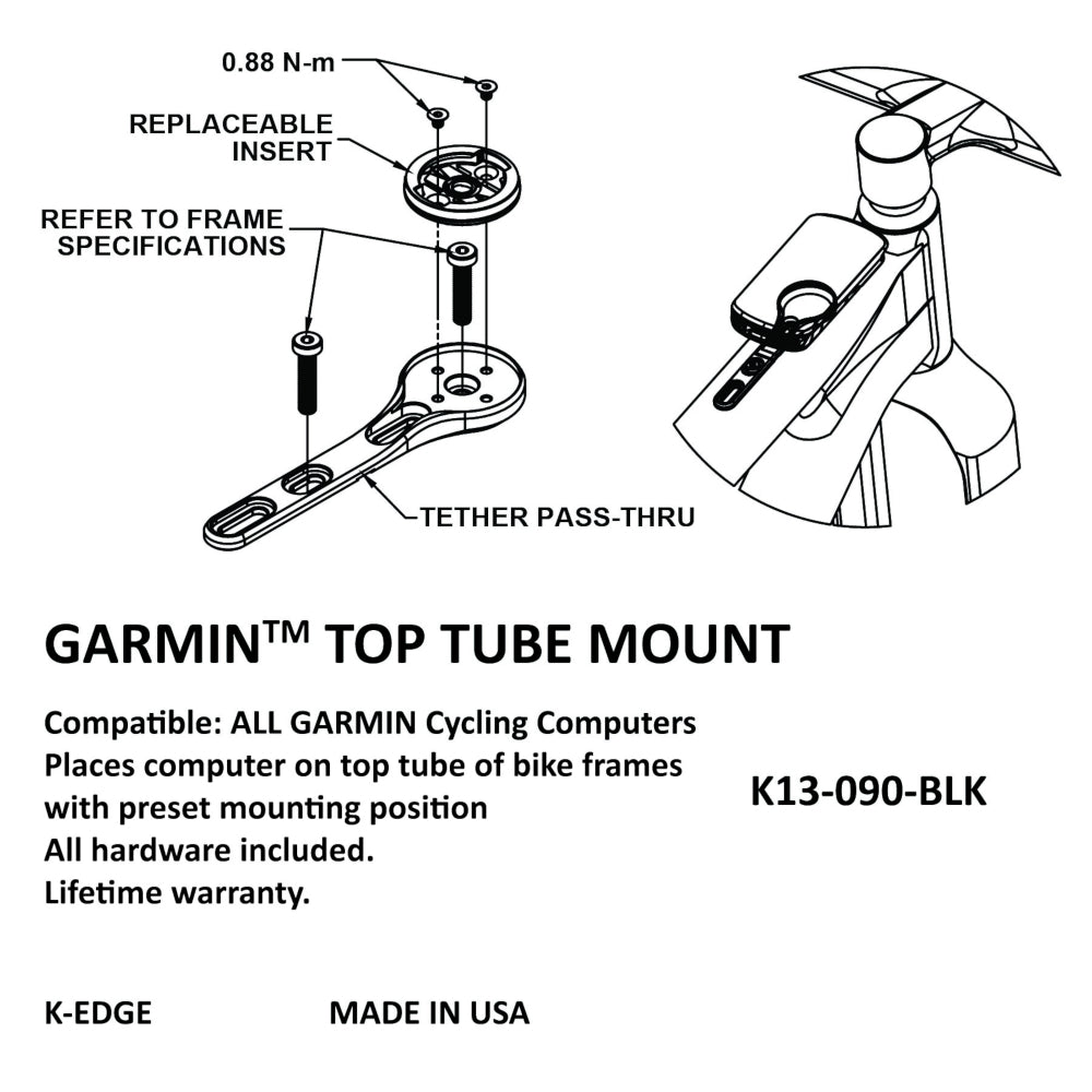 K-Edge Garmin Top Tube Mount - Black