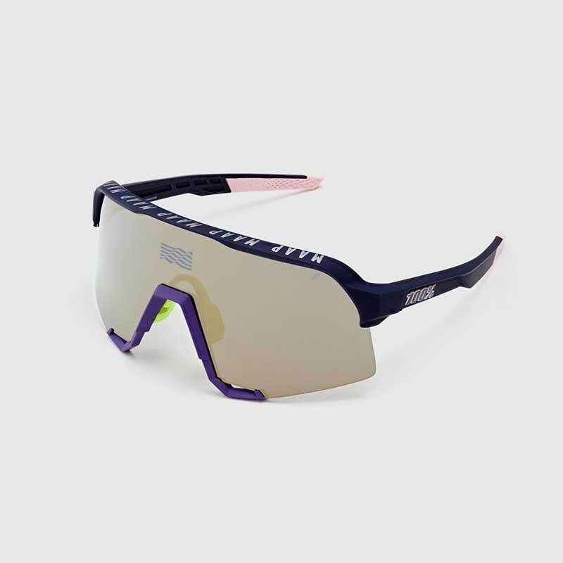 100% S3 MAAP Soft Tact Navy - Soft Gold Mirror Lens Sunglasses