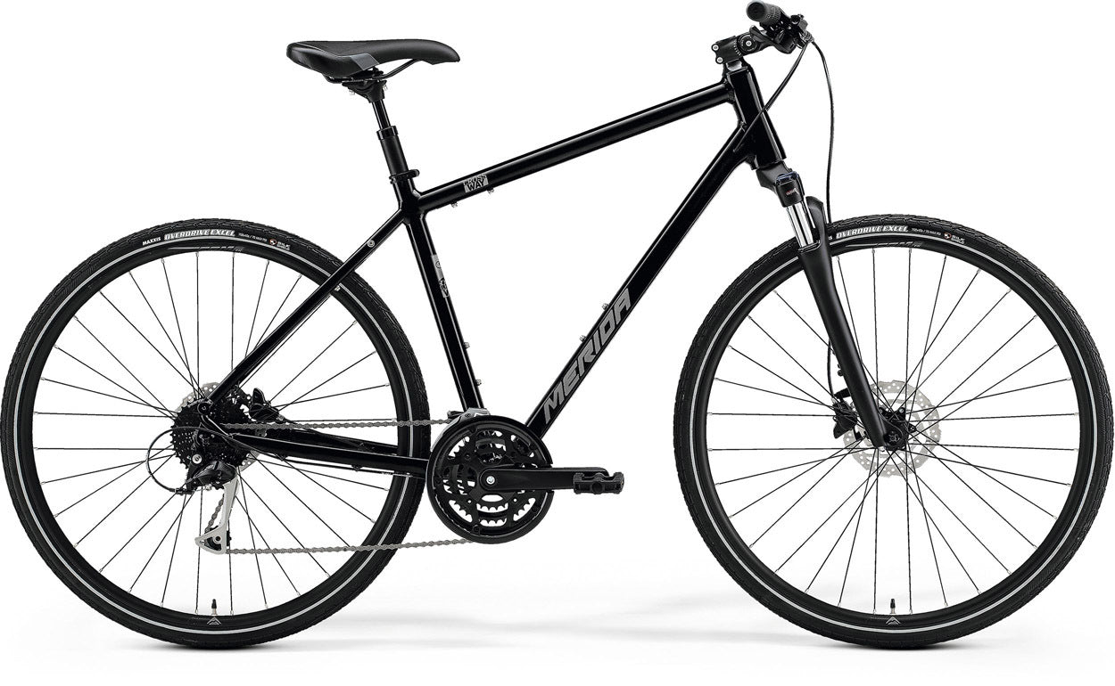 2021 Merida Crossway 100 Hybrid Bicycle [Size: Medium (51)] [Colour: Glossy Black (Matt Silver)]