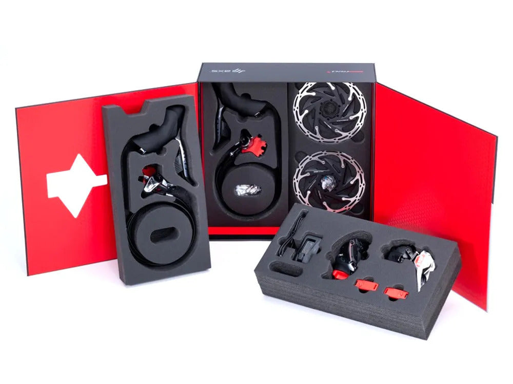 23-CD-S6 SRAM Red eTap AXS 2x12 Speed HRD Flat Mount 6-Bolt Upgrade Road Kit (Shifters/Calipers/Rotors/FD+RD/Battery/Charger)